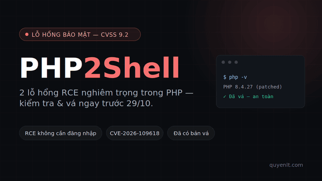 PHP2Shell: 2 lỗ hổng RCE nghiêm trọng CVE-2026-109618 & CVE-2026-109619 — Kiểm tra và vá ngay trước 29/10