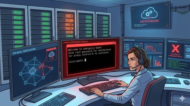 Hướng Dẫn Sửa Lỗi VPS Không Khởi Động: Kẹt Ở Chế Độ Emergency Mode (initramfs)