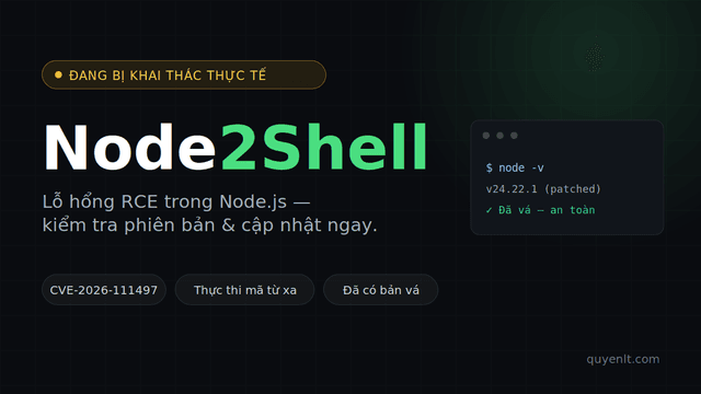 Node2Shell CVE-2026-111497: Lỗ hổng RCE trong Node.js đã bị khai thác — Kiểm tra và vá ngay