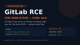 GitLab CVE-2026-97229: Lỗ hổng RCE CVSS 10.0 không cần đăng nhập — Kiểm tra và vá ngay trước 1/11