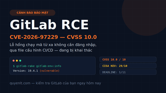 GitLab CVE-2026-97229: Lỗ hổng RCE CVSS 10.0 không cần đăng nhập — Kiểm tra và vá ngay trước 1/11