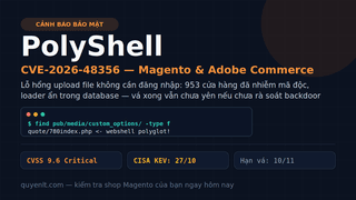PolyShell CVE-2026-48356: Lỗ hổng upload file trong Magento khiến 953 cửa hàng nhiễm mã độc — Kiểm tra và vá ngay