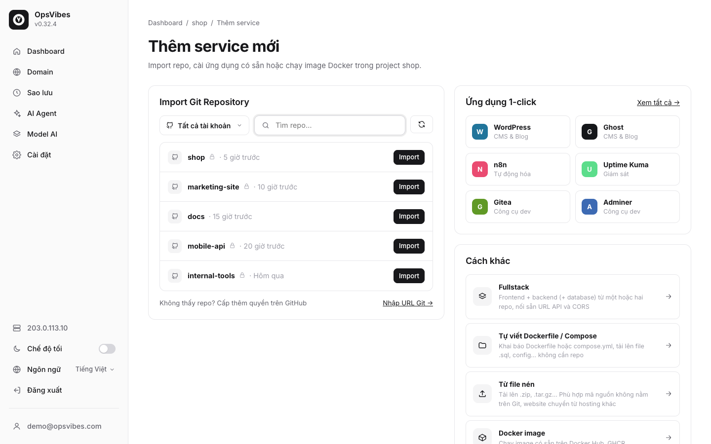 Trang Thêm service mới